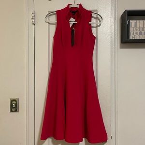 high neck/turtleneck red dress